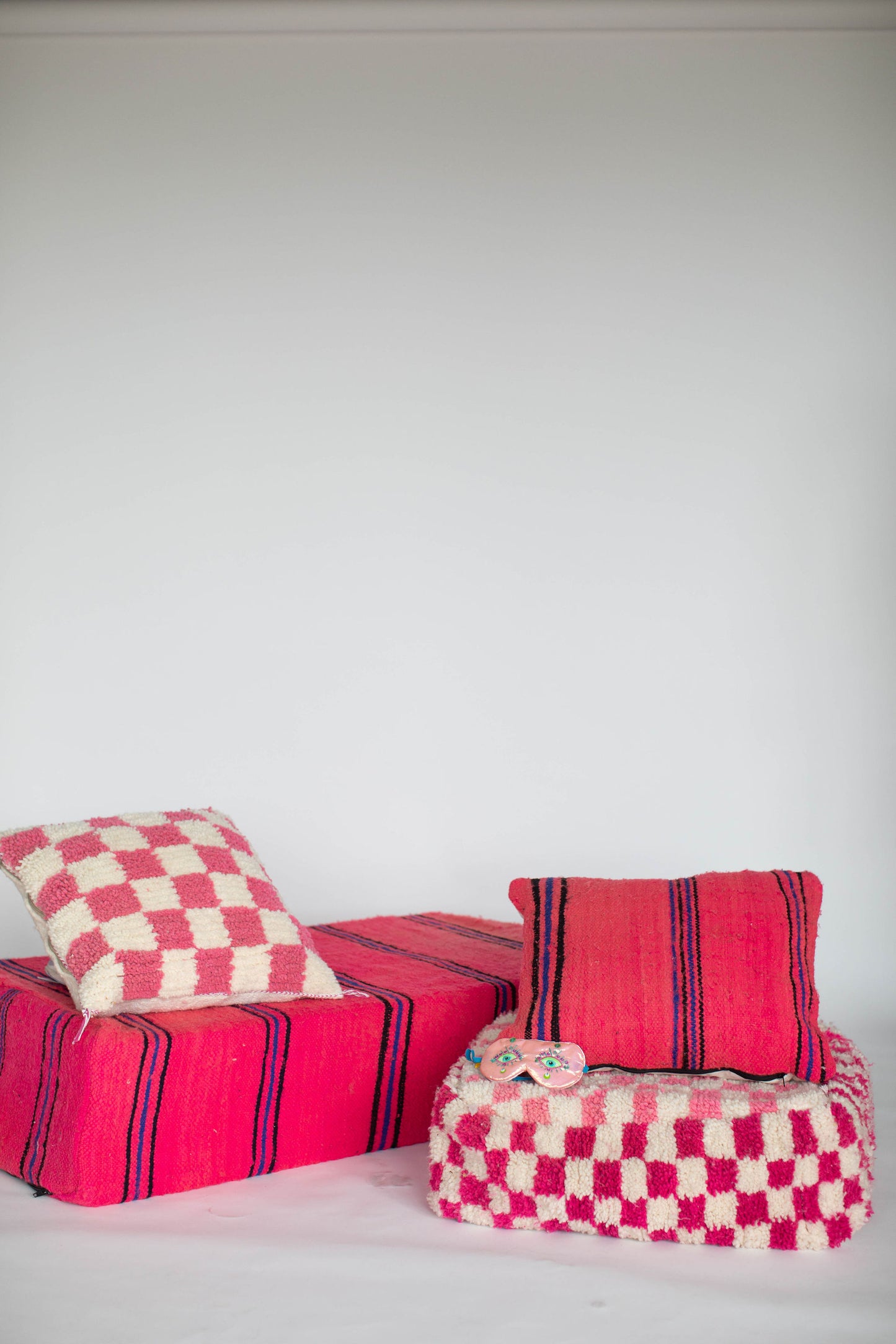 Moroccan Double Striped Pouf/Ottoman Cover