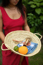 Round Palm Storage Tray with handles - Morocco