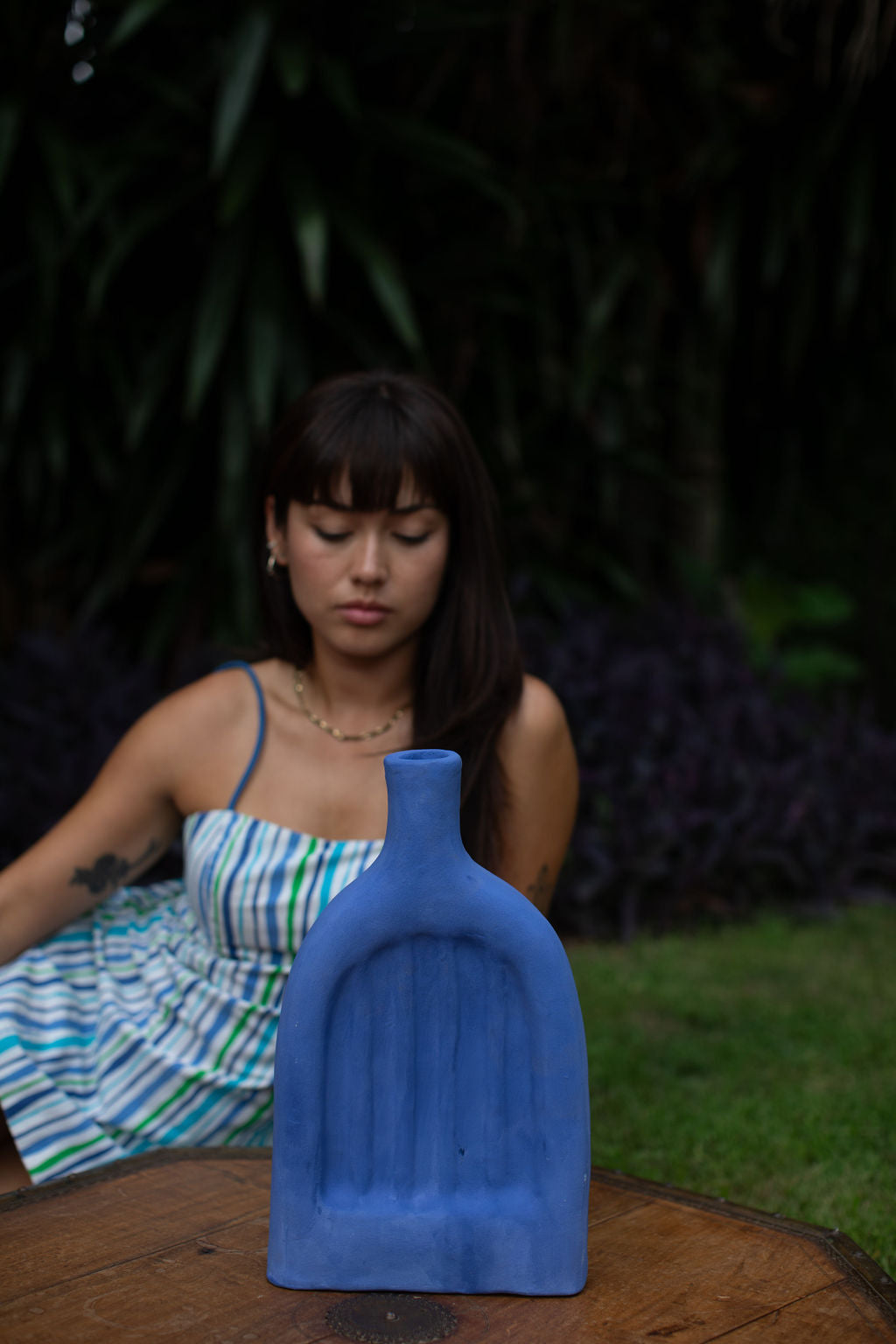 Majorelle Blue Ceramic Vase Morocco -2