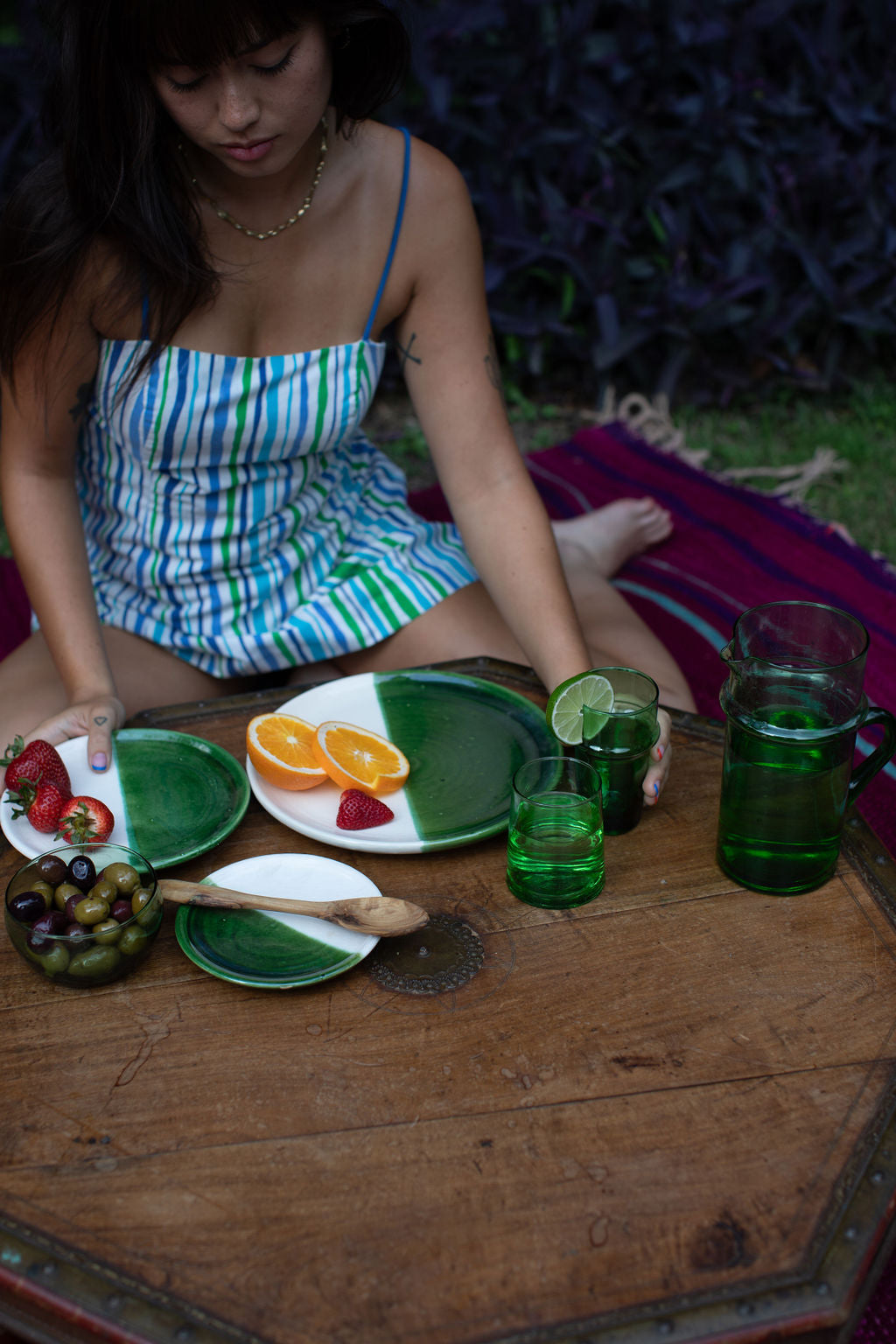 Green Plate - Hand-painted Morocco