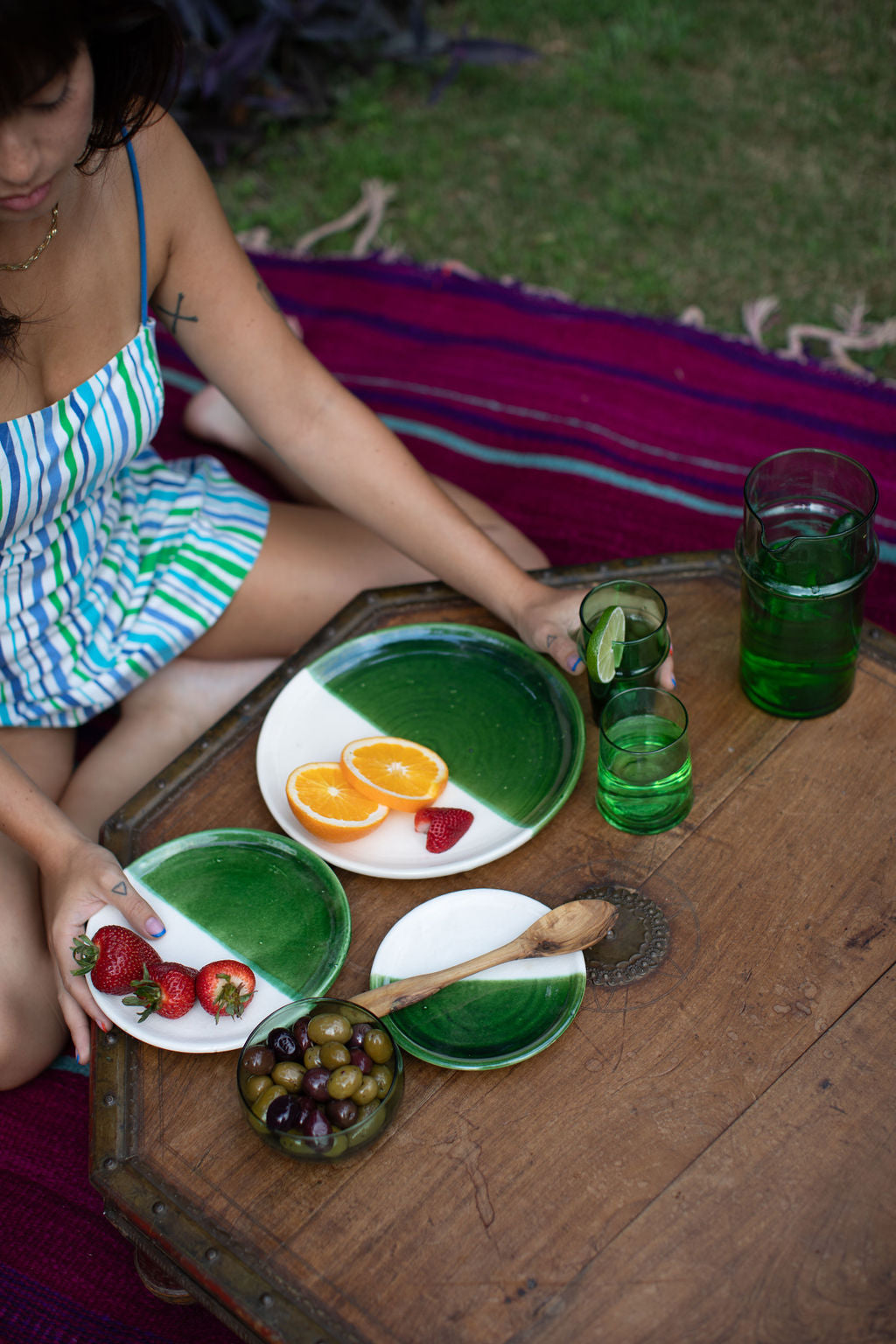 Green Plate - Hand-painted Morocco