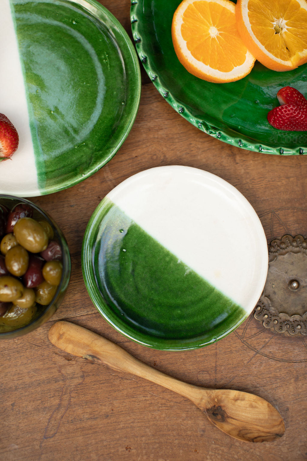 Green Sun Plate - Hand-painted Morocco