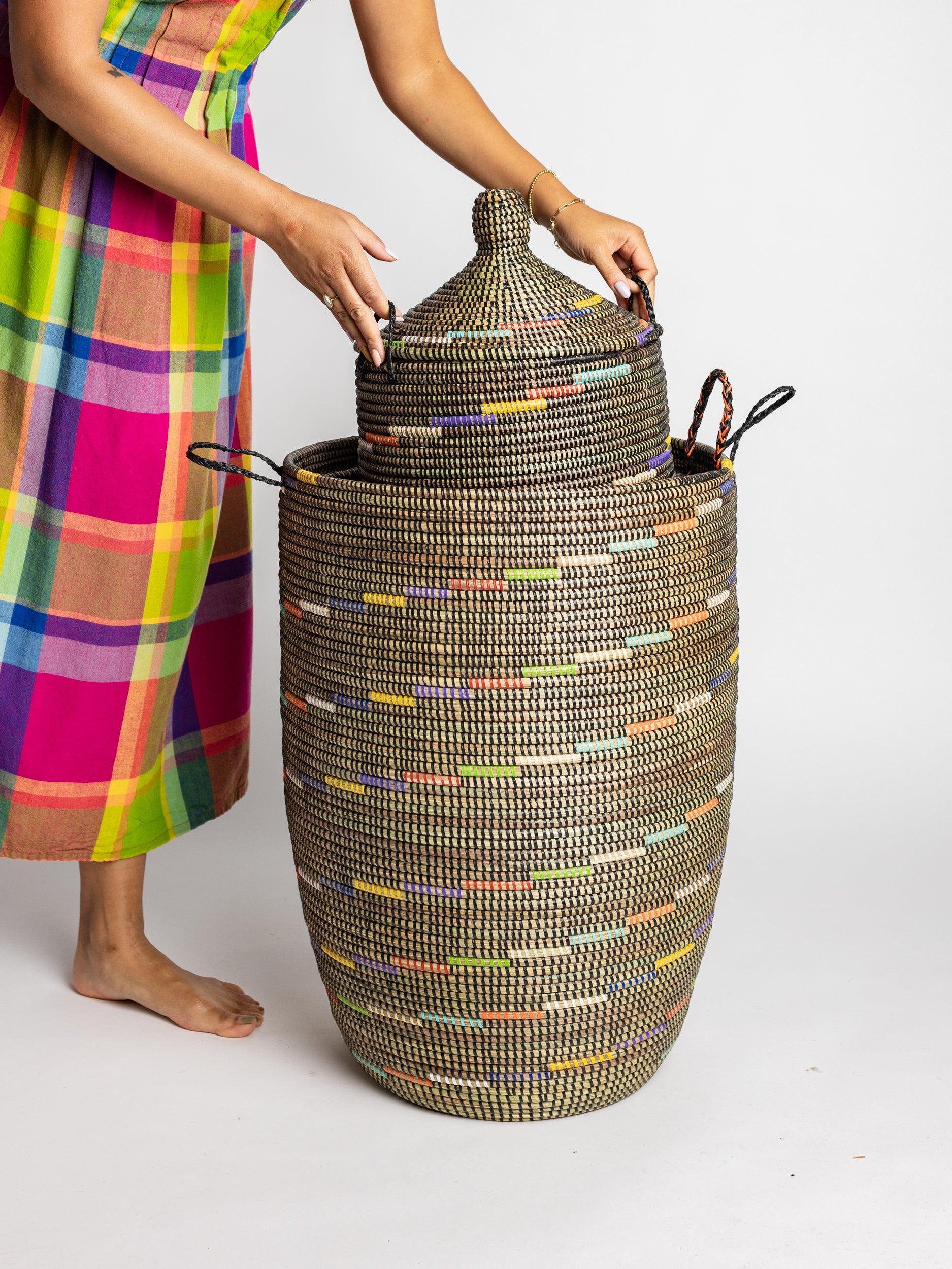 Baskets - 3 nesting sizes with design and handmade in West Africa