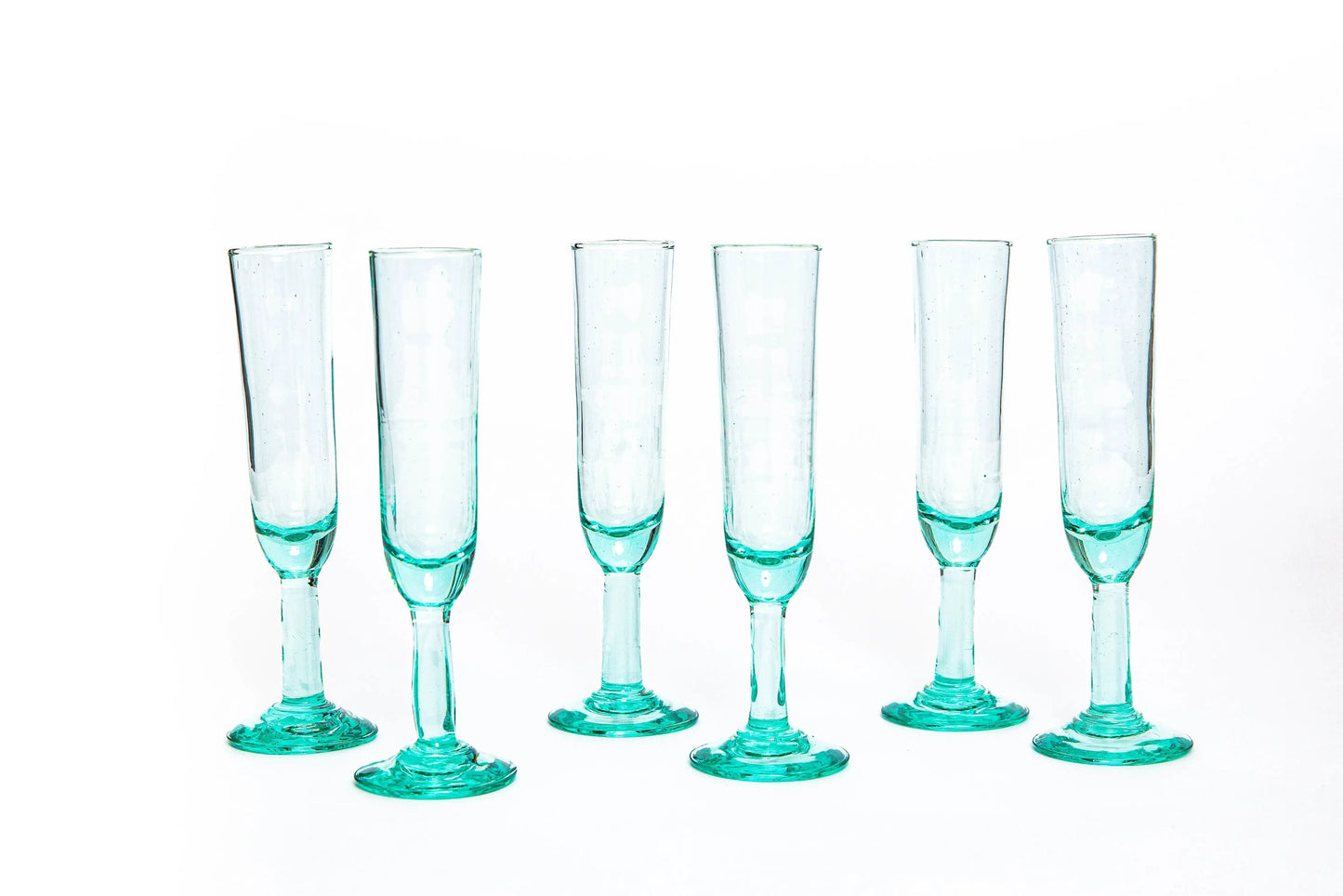 Champagne Flute, set of 6, handblown in Bogota, Colombia