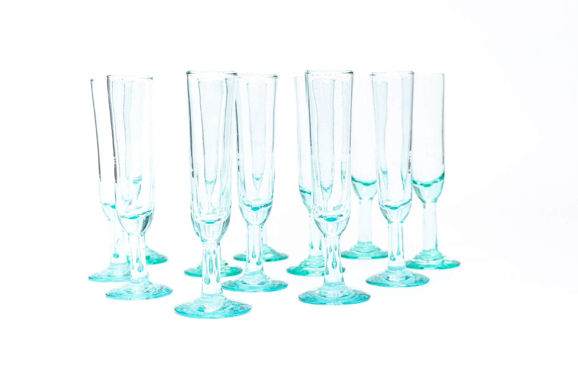 Champagne Flute, set of 6, handblown in Bogota, Colombia