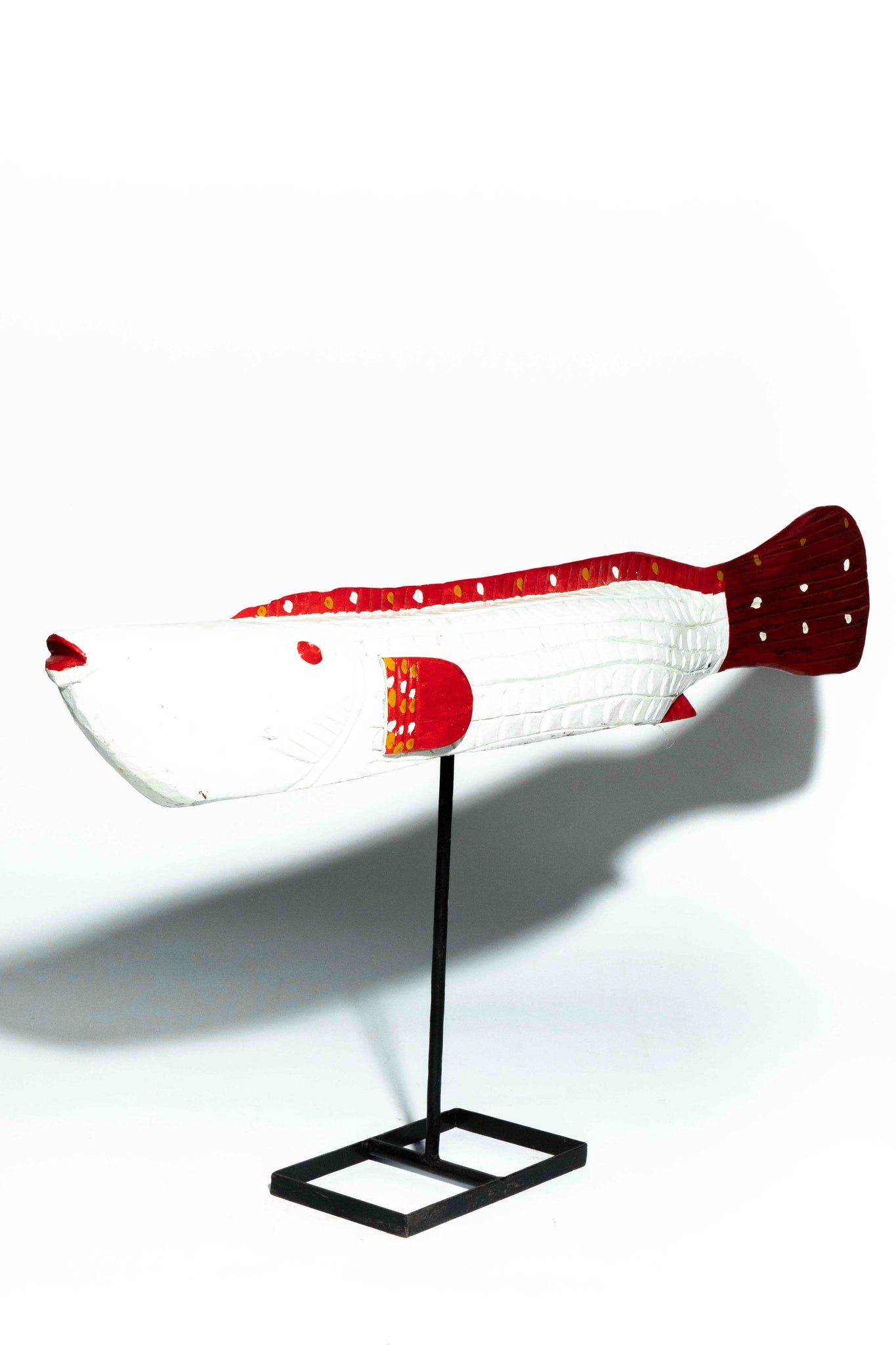 White/Red Fish Sculpture