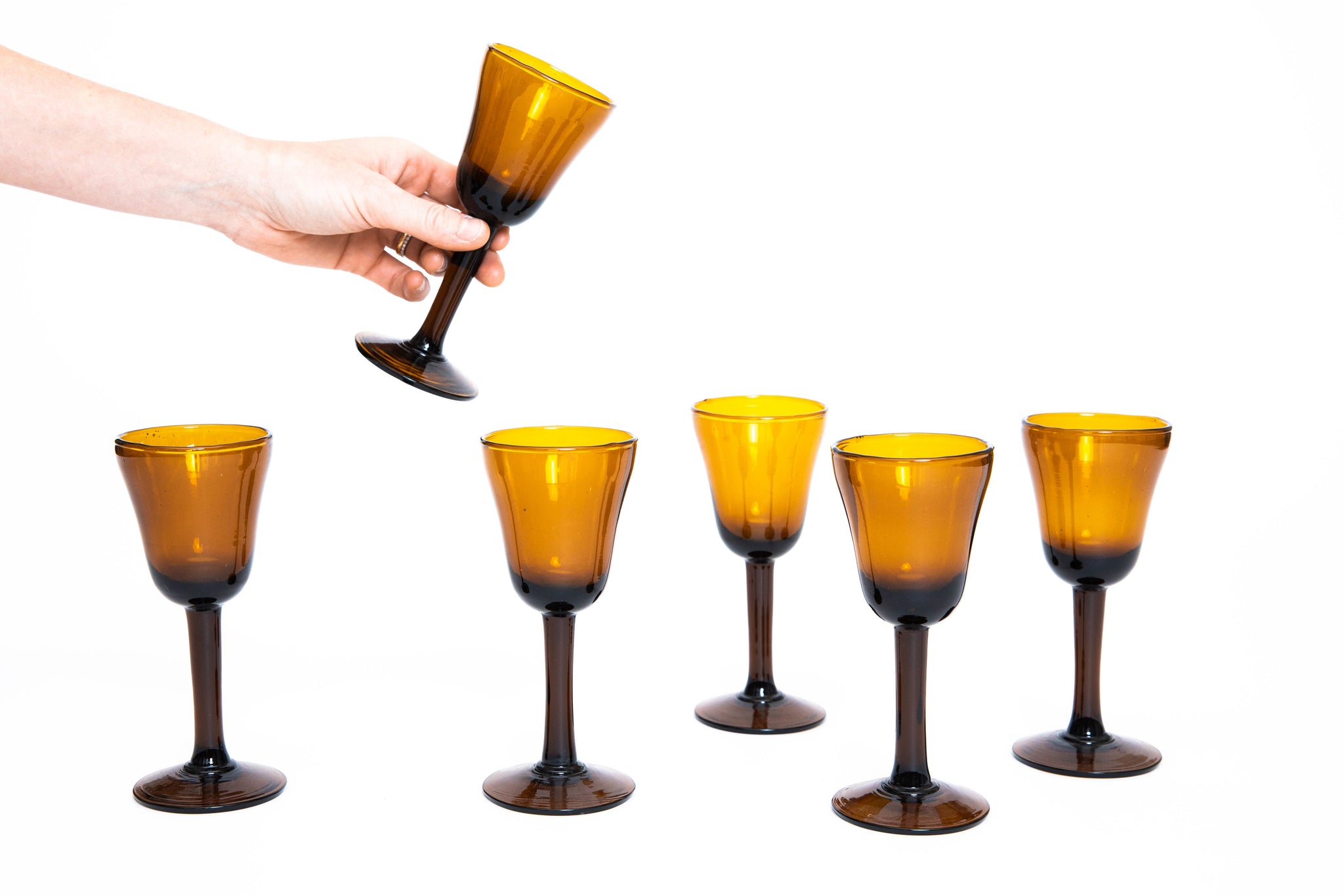 Amber Stemmed Wine Glass (6)